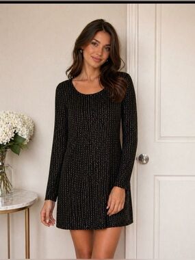 Catherine Malandrino Black and Silver velour cocktail evening midi dress xs nwt